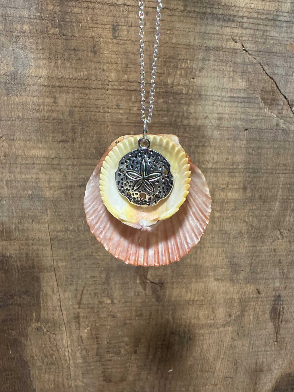 Sand dollar seashell statement necklace