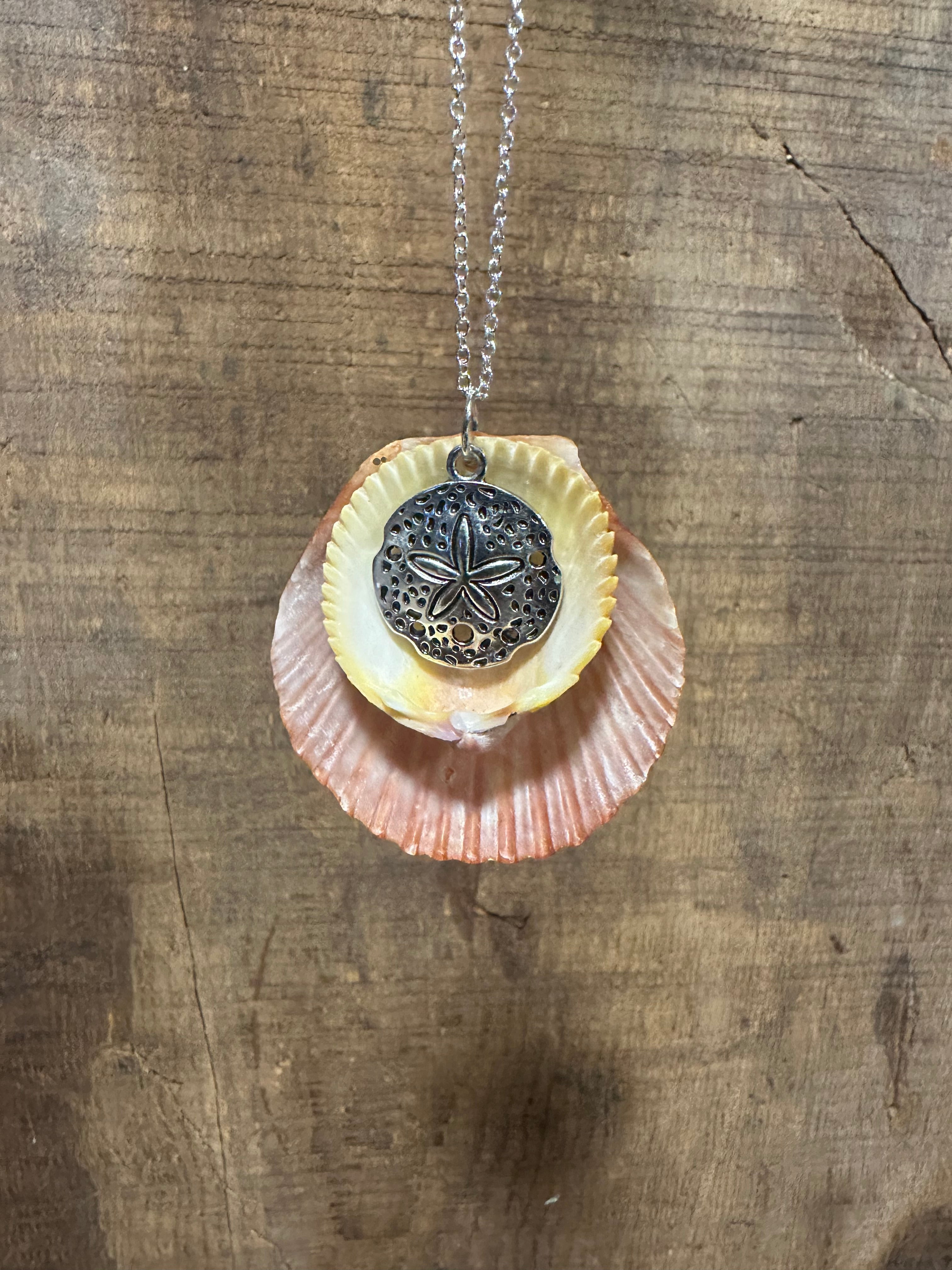 Sand dollar seashell statement necklace