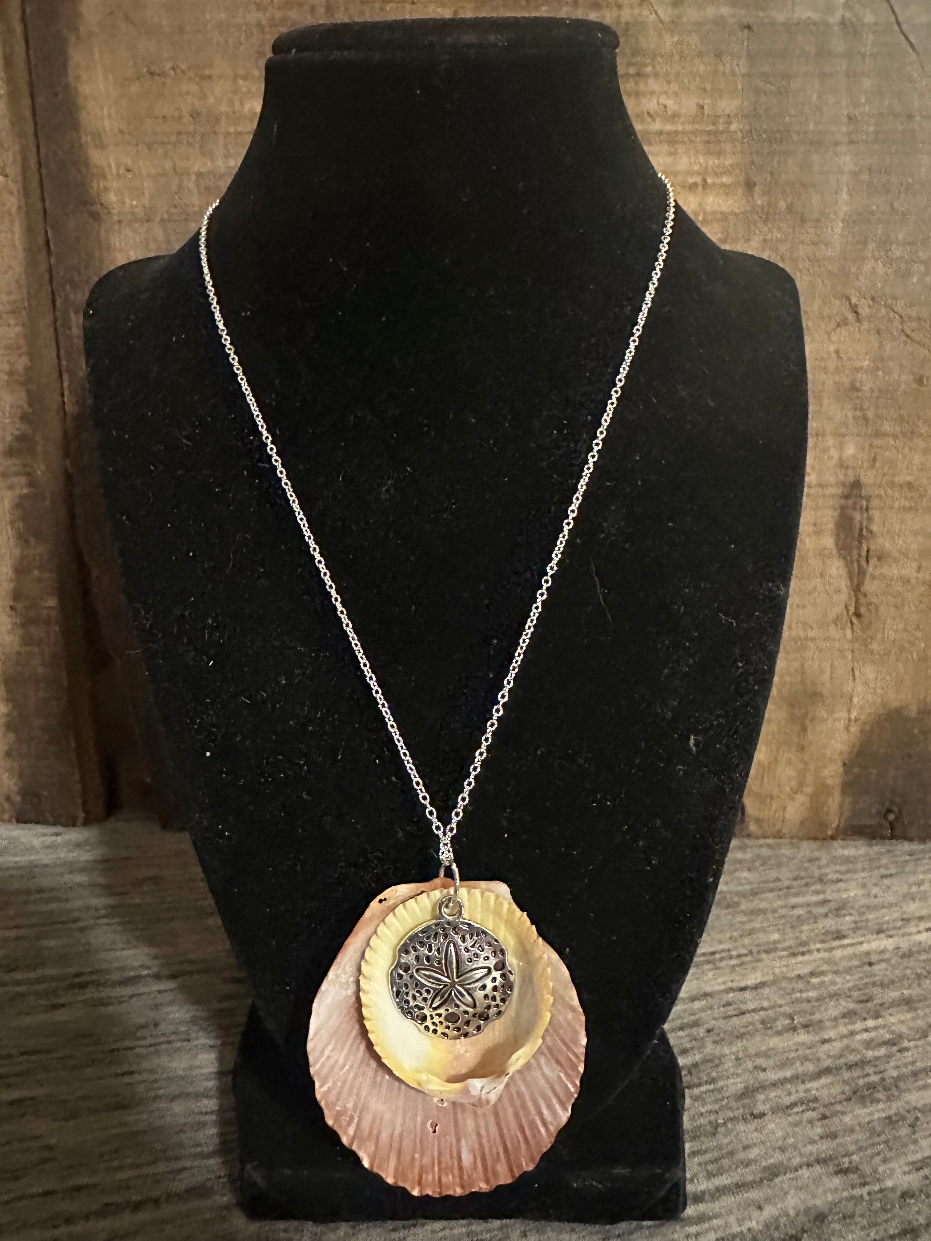 Sand dollar seashell statement necklace